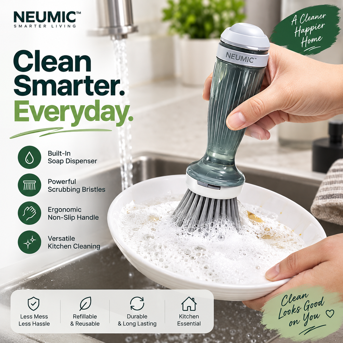 Neumic™ Soap-Dispensing Kitchen Scrub Brush